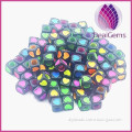 7mm cube black with colorful heart acrylic beads